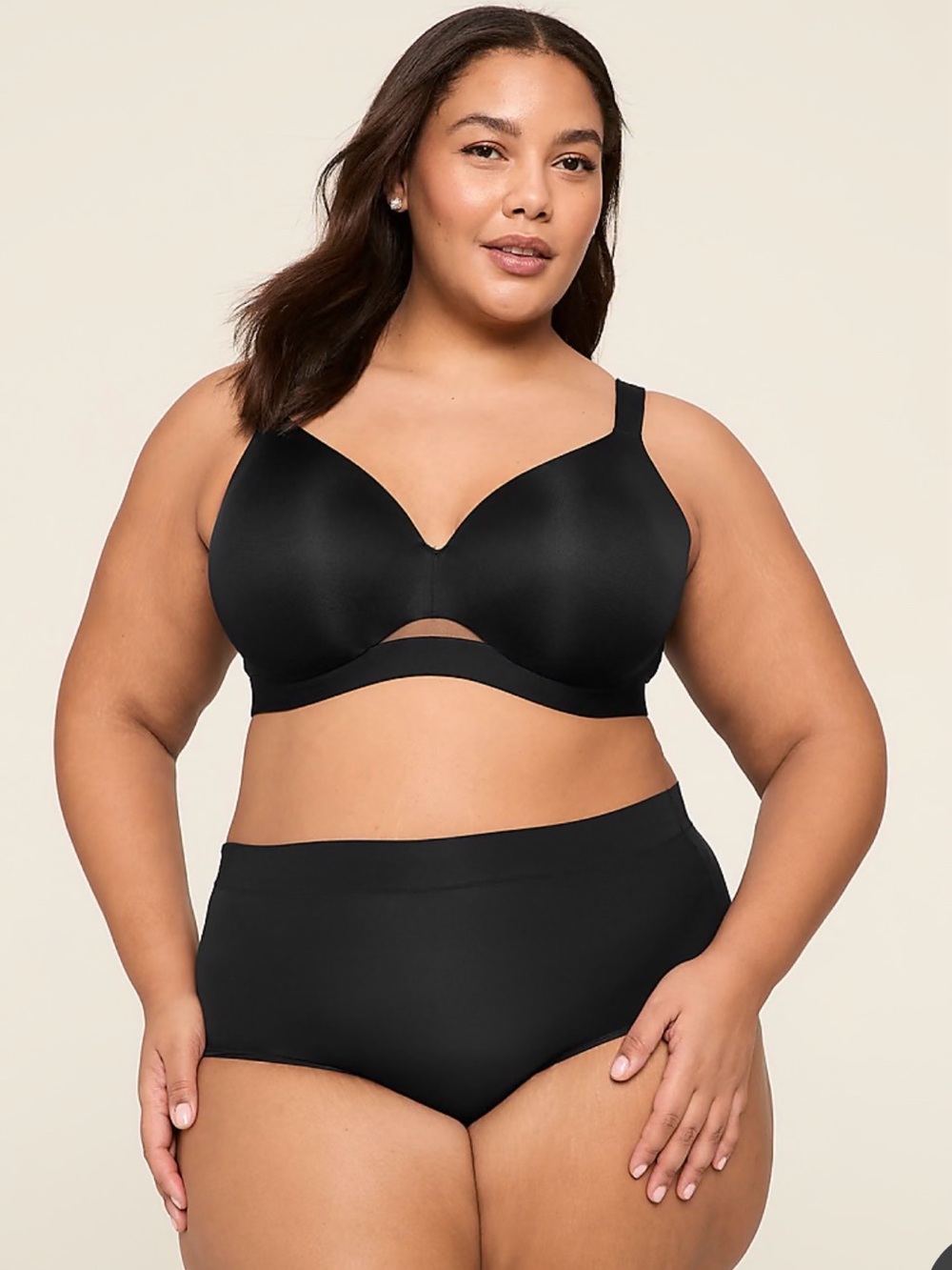 NWT Cacique Comfort Bliss Lightly Lined Full Coverage Bra Black 50H